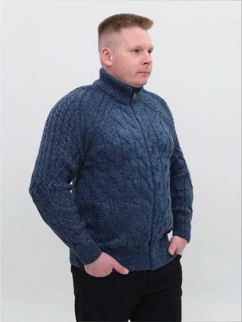 Свитер мужской синий шерстяной на молнии 230-609-02 XL - изображение 7