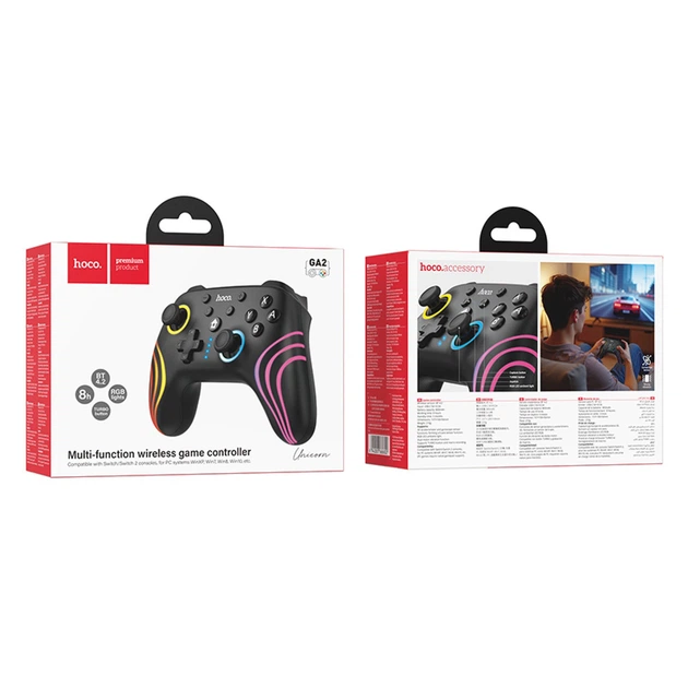 Бездротовий ігровий контролер HOCO GA2 Unicorn multi-function wireless game controller black - Фото 2 Бездротовий ігровий контролер HOCO GA2 Unicorn multi-function wireless game controller black - изображение 2