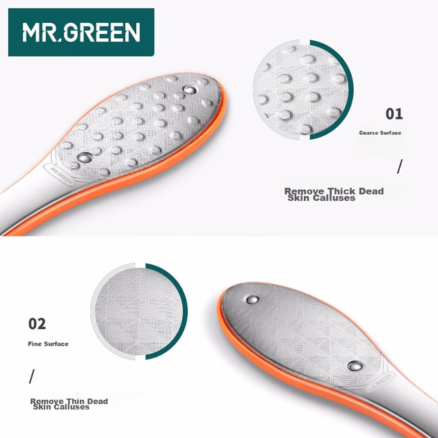 MR.GREEN Німецький двосторонній камінь для чищення ніг для видалення відмерлої шкіри та мозолів, пилка для п'ят, імпортний інструмент Mr-2205GR - зображення 5