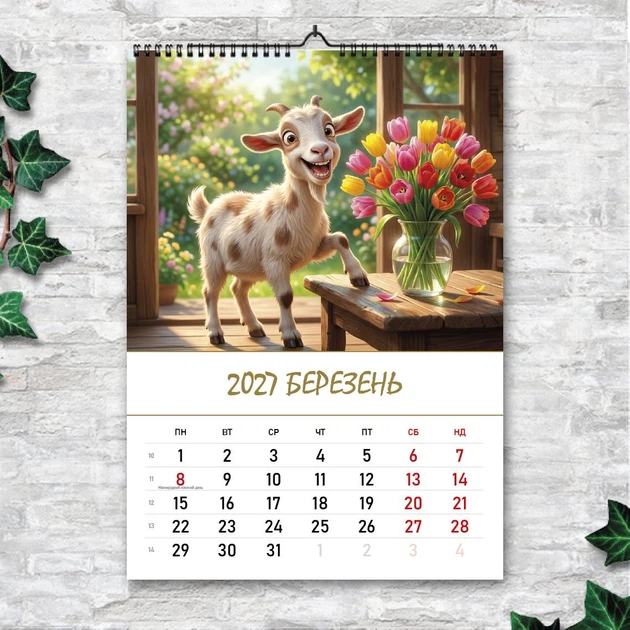 Календарь настенный перекидной А3 «Год козы» 2027, 13 листов, вертикальный, символ года ENTERSTORE (art. 270218) - изображение 4