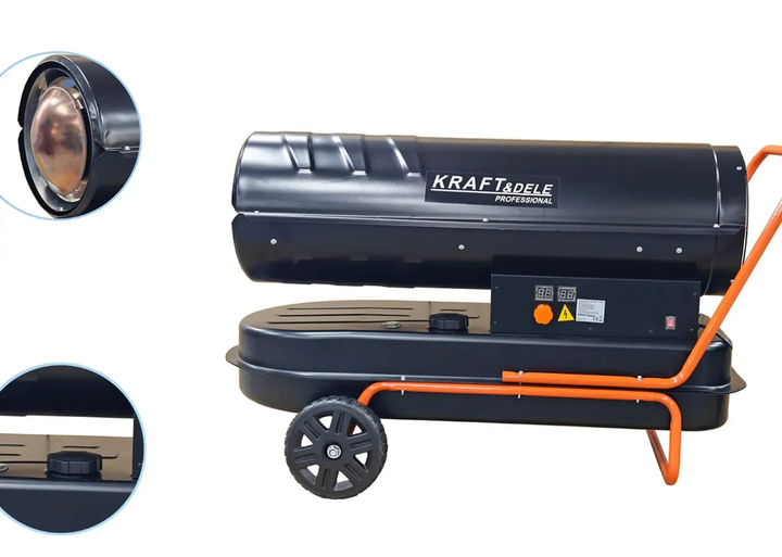 Дизельная тепловая пушка Kraft&Dele KD11712 60 кВт бак 56 л Промышленный обогреватель производительность 1100 м³/ч с термостатом - изображение 5