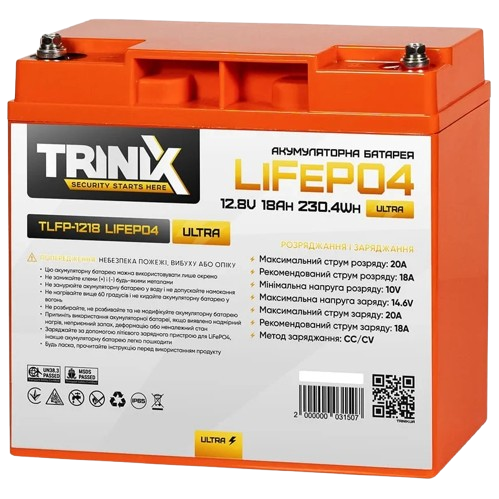 Литиевая аккумуляторная батарея TRINIX TLFP-1218 Ultra 12В 18Ач LiFePO4 герметичная - изображение 2