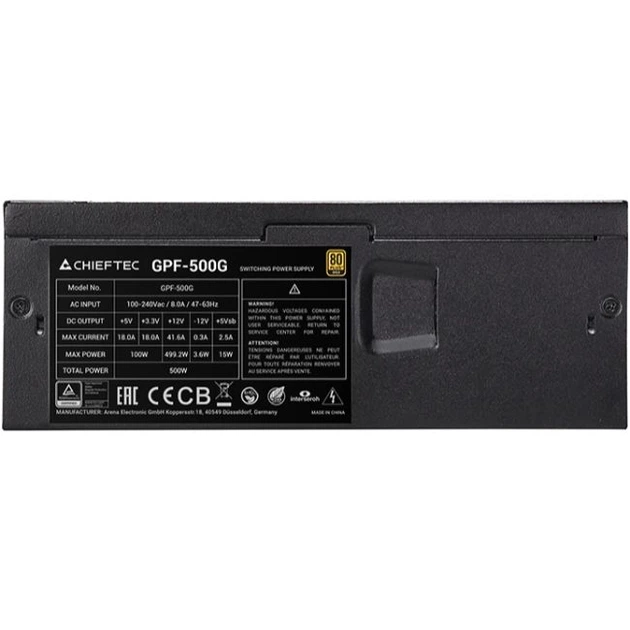 Блок живлення Chieftec SMART 500W 80 PLUS Gold TFX з вентилятором 80 мм для компактного комп'ютера (GPF-500G) - зображення 3