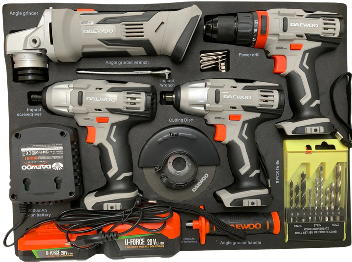 Набір акумуляторних інструментів для автосервісу Daewoo Power-Tool Set 4 в 1 - зображення 7