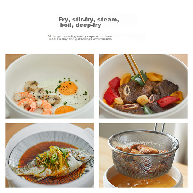 Електрична каструля Olayks Instant Cooking Pot, електрична гаряча каструля, маленька електрична каструля для домашнього використання, спеціалізована каструля для гарячої каструлі, універсальна багатофункціональна каструля для гасіння, варіння, смаження та - изображение 4