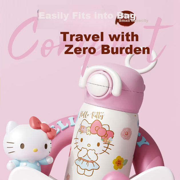 Пляшка SANRIO Hello Kitty Mini Double Drink з нержавіючої сталі 316 з трубочкою, жіночий новорічний подарунок 220 мл - изображение 10