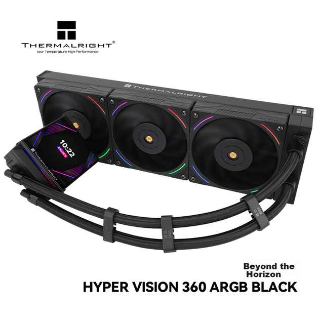 Вбудована система рідинного охолодження Thermalright Hyper Vision 360 ARGB BLACK з 3,95-дюймовим РК-екраном HV360 ARGB BLACK - зображення 4