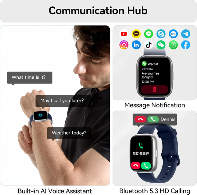Смарт-годинник Cillso IDW26 з дзвінками Bluetooth 5.3, Alexa, екран 1.83″, 110+ спортрежимів, IP68, пульсометр, акумулятор 300 мА· - Фото 6 Смарт-годинник Cillso IDW26 з дзвінками Bluetooth 5.3, Alexa, екран 1.83″, 110+ спортрежимів, IP68, пульсометр, акумулятор 300 мА· - зображення 6