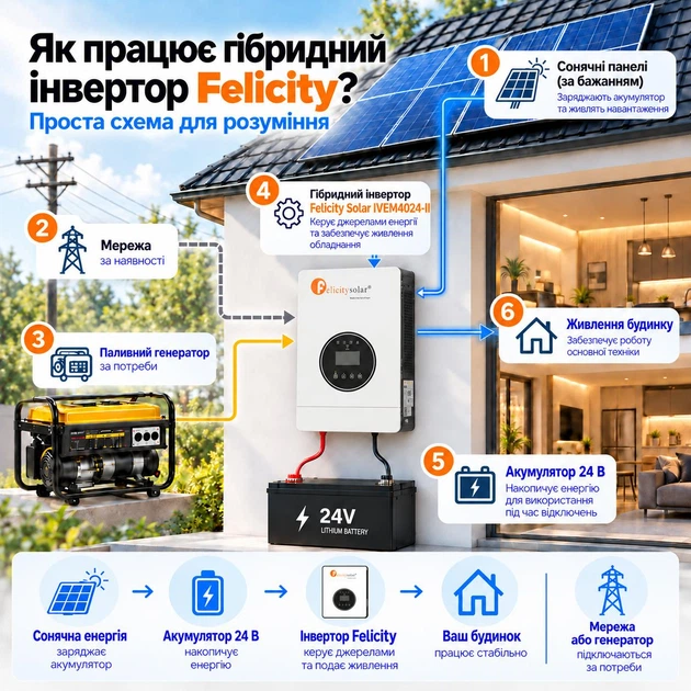 Гибридный инвертор автономный 24v / 4000 Вт / 24 В / Wi-Fi / до 120 А / Felicity Solar IVEM4024-II / MPPT / чистая синусоида - Фото 2 Гибридный инвертор автономный 24v / 4000 Вт / 24 В / Wi-Fi / до 120 А / Felicity Solar IVEM4024-II / MPPT / чистая синусоида - изображение 2