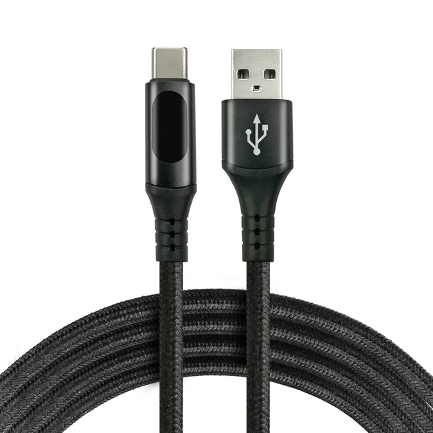 Кабель USB to USB-C everActive (CBB-2CBL) 2m, LED Display, USB 2.0, PD 3A 60W, черный в оплетке - Фото 2 Кабель USB to USB-C everActive (CBB-2CBL) 2m, LED Display, USB 2.0, PD 3A 60W, черный в оплетке - изображение 2