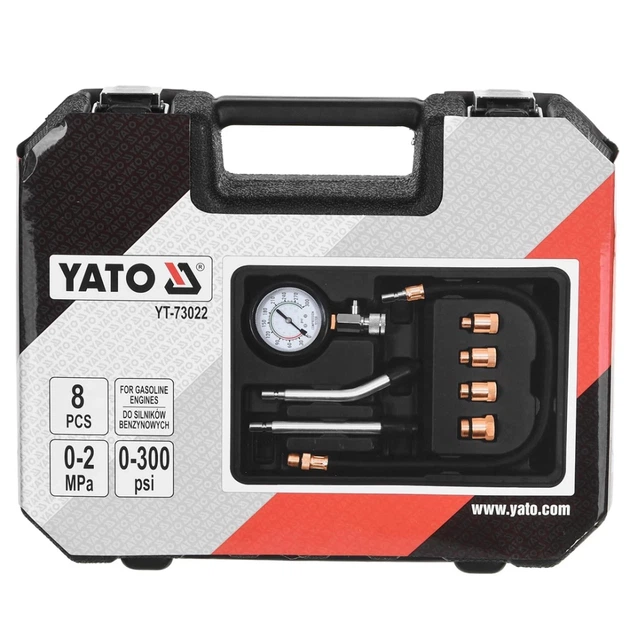 Компрессометр для бензиновых двигателей Yato 8 предметов (YT-73022) - Фото 1 Компрессометр для бензиновых двигателей Yato 8 предметов (YT-73022) - изображение 1