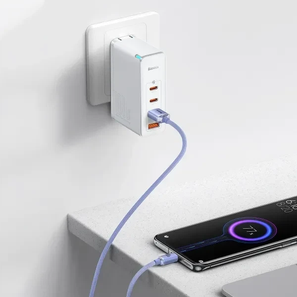 Кабель Baseus Crystal Shine Series USB to Type-C 100W 20V/5A 1.2m Purple - Фото 5 Кабель Baseus Crystal Shine Series USB to Type-C 100W 20V/5A 1.2m Purple - зображення 5