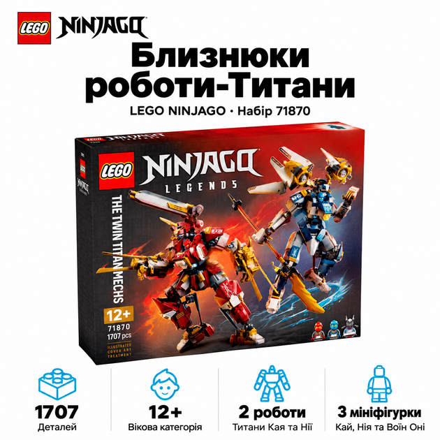 Конструктор LEGO NINJAGO Роботы-титаны-близнецы 1707 деталей (71870) - Фото 1 Конструктор LEGO NINJAGO Роботы-титаны-близнецы 1707 деталей (71870) - изображение 1