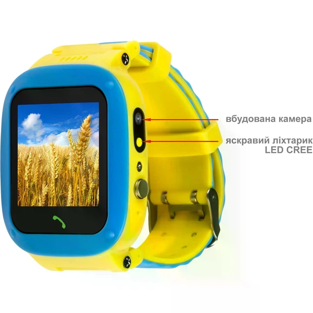 Дитячий смарт-годинник AmiGo GO004 Splashproof Camera+LED Blue-Yellow - зображення 5