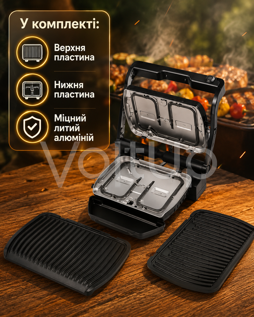 Комплект сменных панелей для гриля Tefal Optigrill GC712D34 верхняя и нижняя пластины с антипригарным покрытием - изображение 2