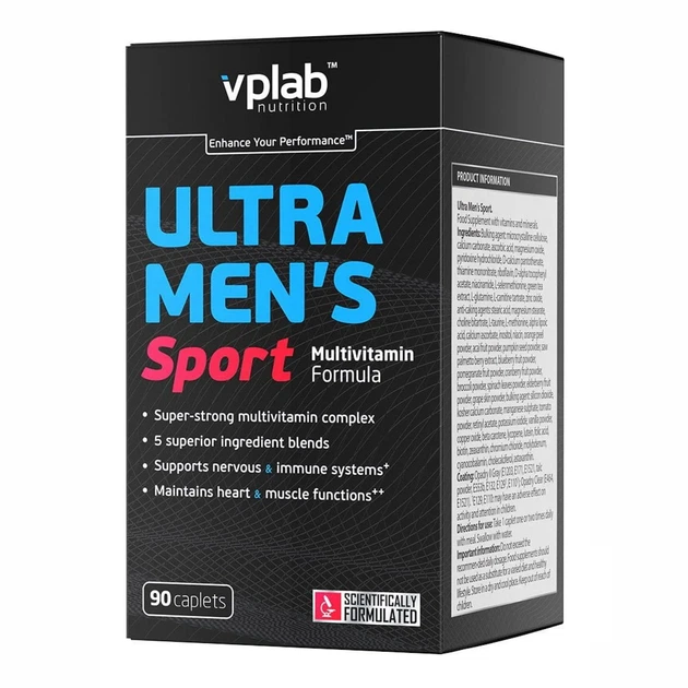 Multi для чоловіків VPLab Multivitamin Ultra Men's Sport 90 caps (5060255351406) - Фото 2 Multi для чоловіків VPLab Multivitamin Ultra Men's Sport 90 caps (5060255351406) - изображение 2