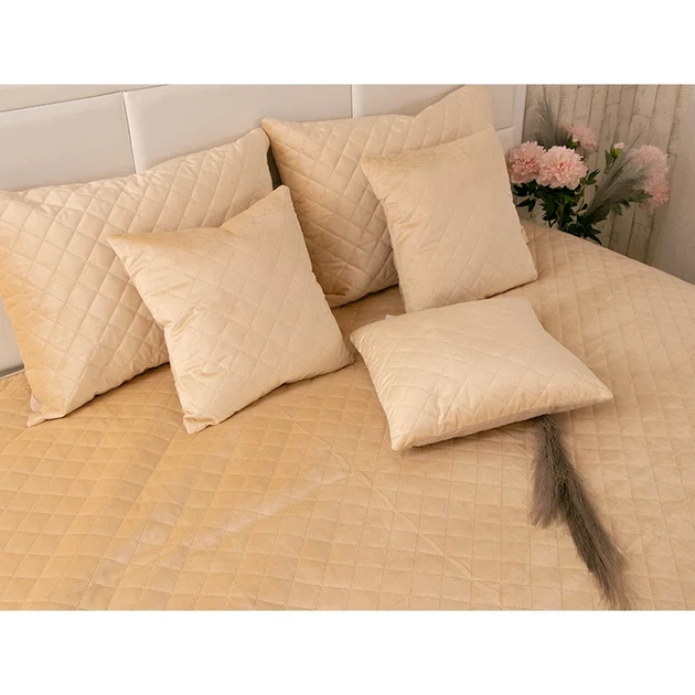 Чехол на подушку стёганый Руно Beige ромб 50х70 см бежевый - Фото 9 Чехол на подушку стёганый Руно Beige ромб 50х70 см бежевый - изображение 9