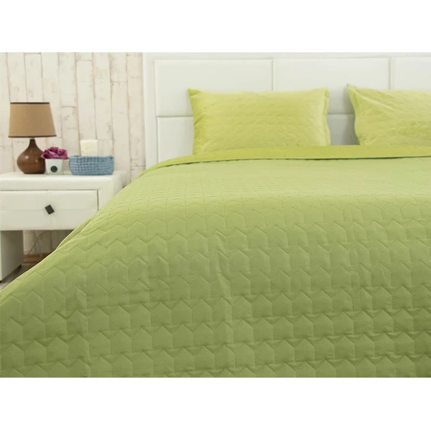 Двустороннее декоративное покрывало Руно Velour Green banana зигзаг 220х240 см - изображение 9