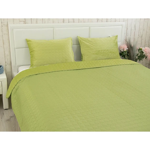 Двустороннее декоративное покрывало Руно Velour Green banana зигзаг 220х240 см - изображение 10