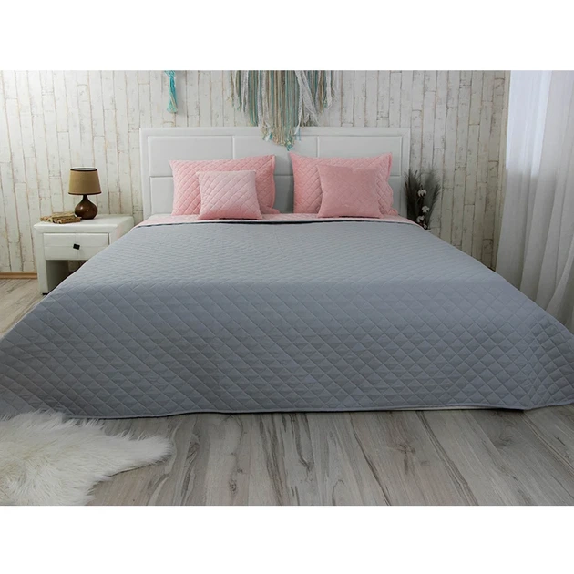 Двустороннее покрывало Руно Velour Pink and Grey ромб 180х220 см розово-серое - Фото 2 Двустороннее покрывало Руно Velour Pink and Grey ромб 180х220 см розово-серое - изображение 2