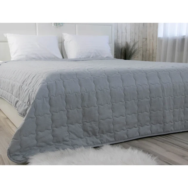 Двустороннее декоративное покрывало Руно Soft Line 150х212 см серое - изображение 5