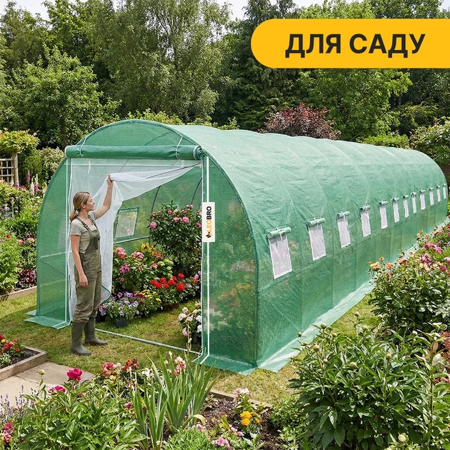 Усиленная теплица ProDobro оцинкованная сталь 36 м² зеленая - изображение 5