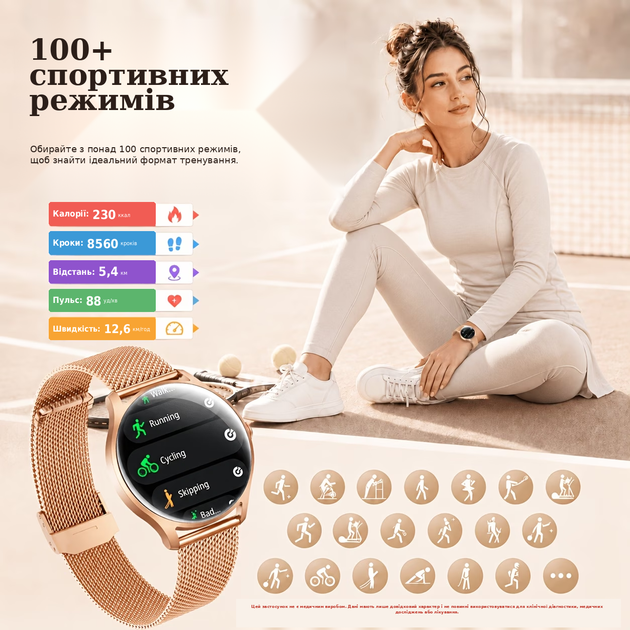 Умные смарт часы для женщин с Bluetooth-звонками, сообщениями, пульсометром и мониторингом сна, IP68, Android/iPhone с 2 ремешками - изображение 4