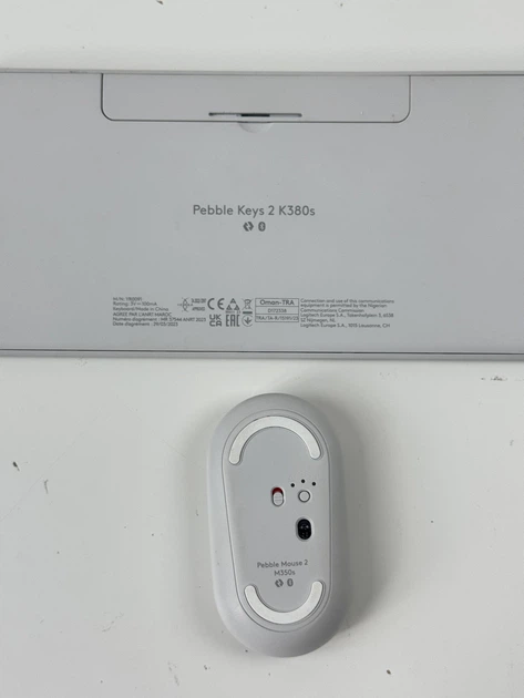 Комплект (компактна мембранна клавіатура, оптична миша) Logitech Pebble 2 Combo Tonal White (бездротовий, Bluetooth, USB-приймач, німецька розкладка) (920-012204) - Б/В - зображення 5