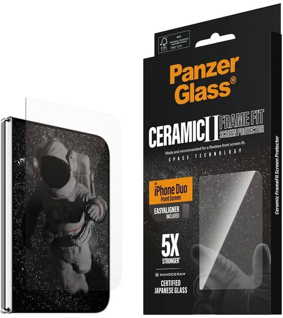 Szkło ceramiczne na ekran zewnętrzny Apple iPhone Duo PanzerGlass Ceramic Sub Frame Fit z EasyAligner (PG93051) - obraz 3