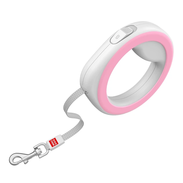 Поводок-рулетка для собак WAUDOG R-leash круглый XS-M до 40 кг 2,9 м со светоотражающей лентой розовый - изображение 2