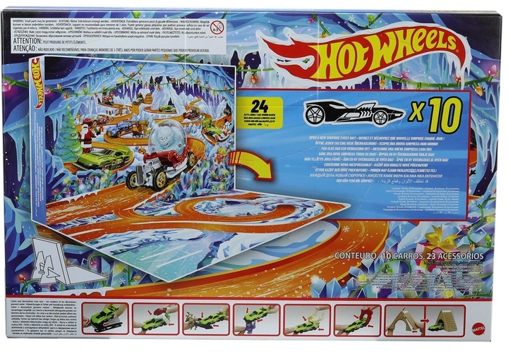 Zestaw Hot Wheels kalendarz adwentowy z 10 autkami i akcesoriami (JLG41) (0194735363384) - obraz 4