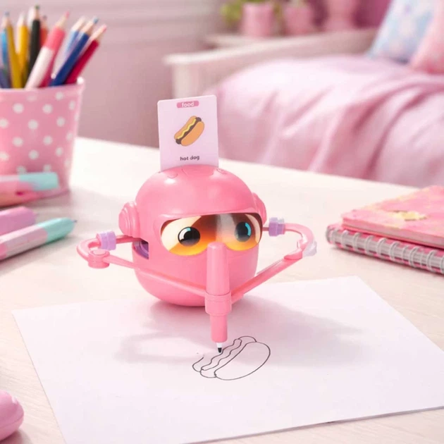 Інтерактивний робот для навчання малюванню з картками і маркерами Pink (5903039770102) - зображення 9