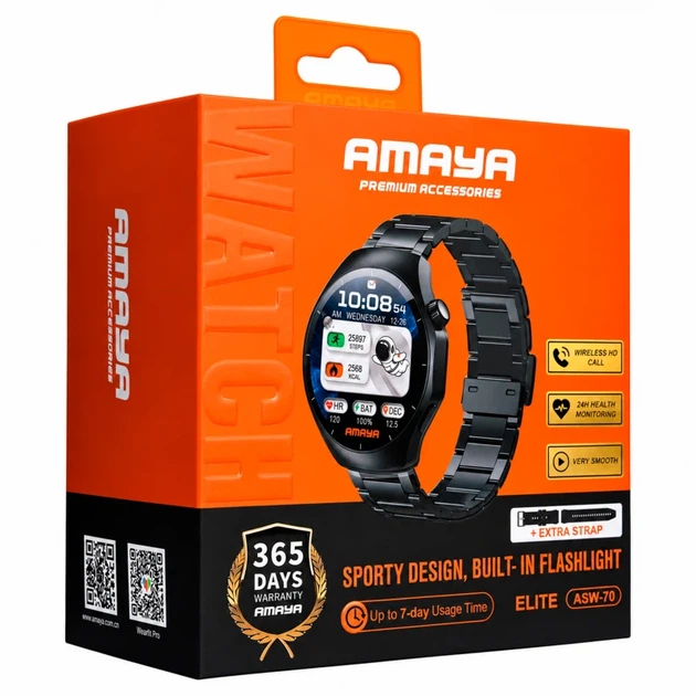 Смарт-годинник Amaya ASW-70 IPS 1.46 дюйма з дзвінками Bluetooth 5.3 чорний - зображення 2