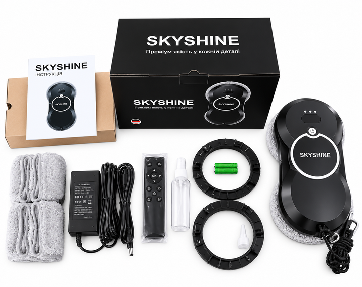 Робот для мытья окон SKYSHINE 5600 Па умный автоматический мойщик окон 90 Вт с пультом дистанционного управления оконный пылесос электро робот с распылением воды жидкости щетка для мытья окон робот мойщик зеркал витрин плитки кафеля стеклоочиститель - изображение 9