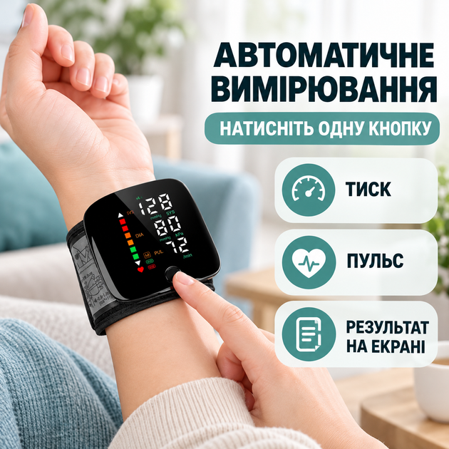 Автоматический электронный тонометр на запястье, аппарат для измерения артериального давления и пульса для домашнего использования - изображение 2