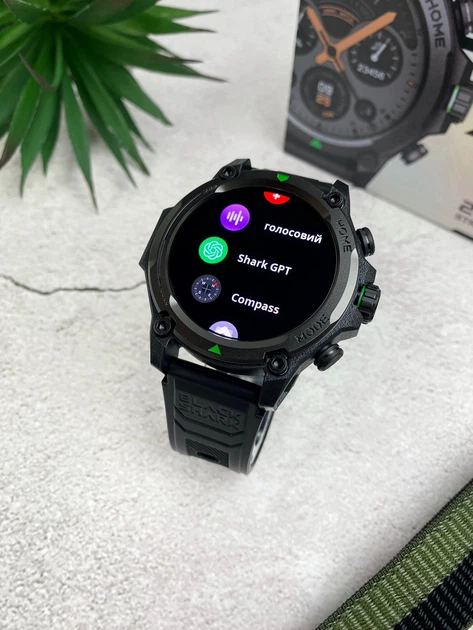 Водонепочесний тактичний смарт-годинник Black Shark GS3, компас + ChatGPT, довгий заряд крокометр GPS (Black) - Фото 6 Водонепочесний тактичний смарт-годинник Black Shark GS3, компас + ChatGPT, довгий заряд крокометр GPS (Black) - зображення 6