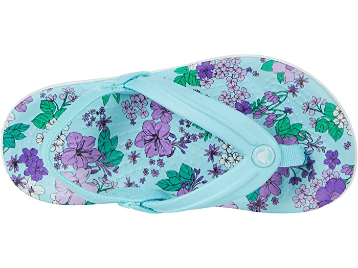 Дитячі крокси шльопанці для дівчинки Crocs Crocband Floral Strap Flip Teal (30/31, блакитні) - Фото 2 Дитячі крокси шльопанці для дівчинки Crocs Crocband Floral Strap Flip Teal (30/31, блакитні) - зображення 2