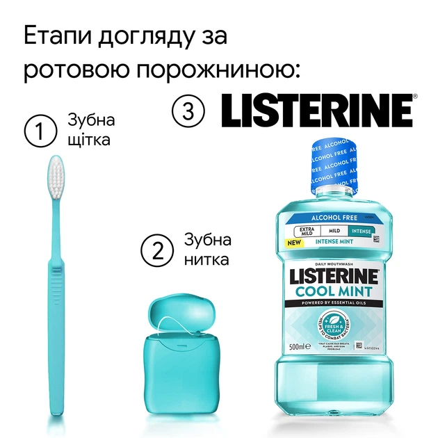 Ополіскувач для ротової порожнини Listerine® Свіжа м’ята інтенсивний смак (класичний) 250 мл (3574660639643/5010123703509) - Фото 8 Ополіскувач для ротової порожнини Listerine® Свіжа м’ята інтенсивний смак (класичний) 250 мл (3574660639643/5010123703509) - зображення 8