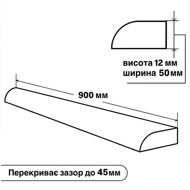 Плінтус акриловий для ванни. Бортик, бордюр з акрилу 900х50х12 мм - зображення 2