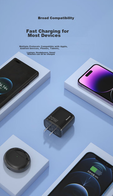 Сетевое зарядное устройство Newmine 20W USB-C+USB-A Black (ZD20B-AC) - Фото 10 Сетевое зарядное устройство Newmine 20W USB-C+USB-A Black (ZD20B-AC) - изображение 10