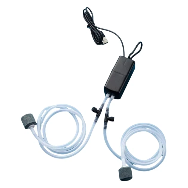 Портативный USB аэратор для аквариума 1W на два потока, компрессор для рыбалки и аварийного питания, от Power Bank, ИБП и ноутбука 2 канала - Фото 4 Портативный USB аэратор для аквариума 1W на два потока, компрессор для рыбалки и аварийного питания, от Power Bank, ИБП и ноутбука 2 канала - изображение 4