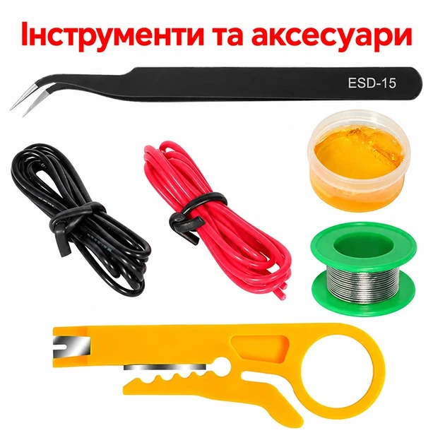 Паяльный набор в пенале / паяльник 60W 200-450°C / жала 900М / тестер / олово / канифоль / инструменты - изображение 7