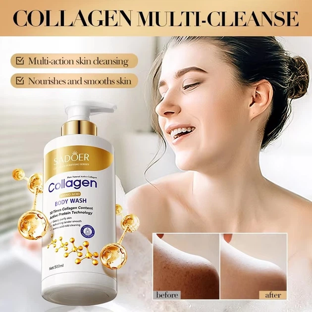 Гель для душу зволожуючий з колагеном і амінокислотами SADOER Collagen Amino Acid Shower Gel (500 мл) - зображення 3