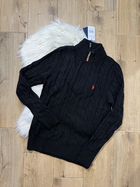 Свитер вязанный Polo Ralph Lauren 1/3 zip размер S черный цвет (m5s-qgv-0gb) - Фото 3 Свитер вязанный Polo Ralph Lauren 1/3 zip размер S черный цвет (m5s-qgv-0gb) - изображение 3