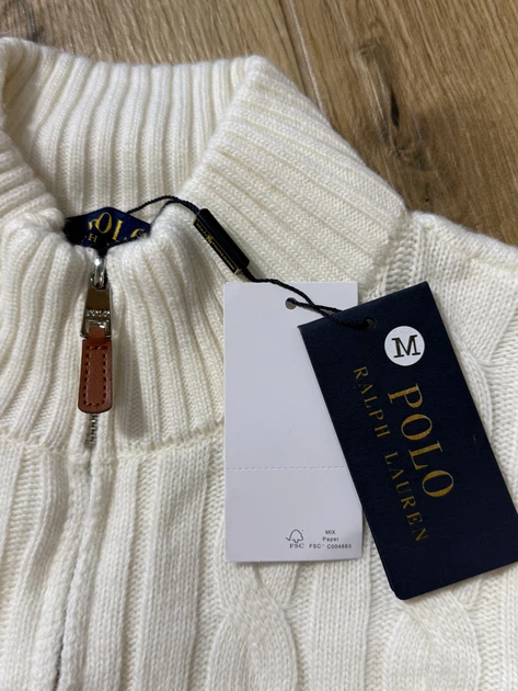 Свитер вязанный Polo Ralph Lauren 1/3 zip размер S белый цвет (hke-cg3-hpd) - Фото 6 Свитер вязанный Polo Ralph Lauren 1/3 zip размер S белый цвет (hke-cg3-hpd) - изображение 6