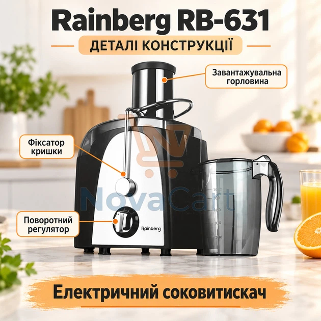Соковыжималка с кувшином 1 л / Центробежная соковыжималка для яблок и моркови / Двухскоростная соковыжималка с поворотным регулятором - Фото 2 Соковыжималка с кувшином 1 л / Центробежная соковыжималка для яблок и моркови / Двухскоростная соковыжималка с поворотным регулятором - изображение 2
