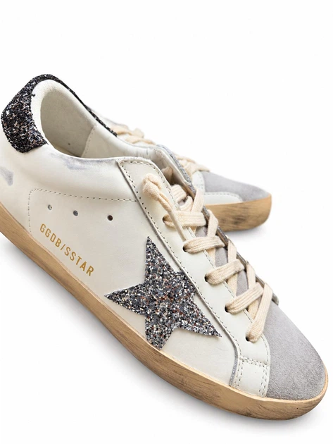 Женские кеды Golden Goose GGDB бело-серебристые из натуральной кожи с блестящей звездой в полной упаковке размер 37 - изображение 5