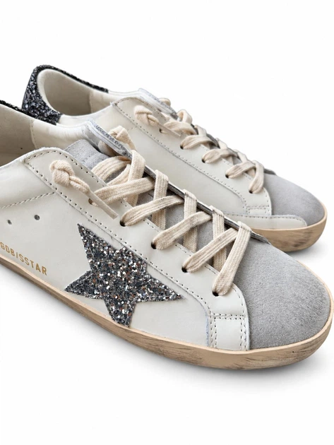 Женские кеды Golden Goose GGDB бело-серебристые из натуральной кожи с блестящей звездой в полной упаковке размер 37 - изображение 9