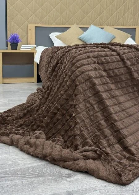 Покрывало из плюша (220×240см). Цвет коричневый - изображение 3
