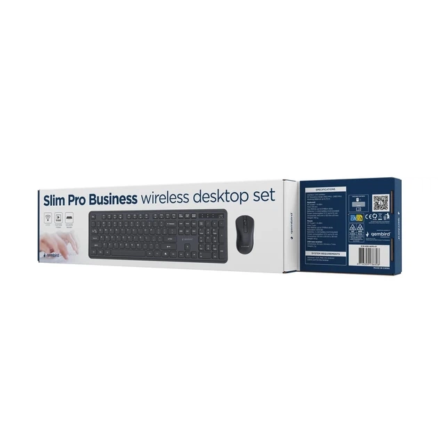 Комплект клавіатура + миша Gembird KBS-WPS-01 Slim Pro Business бездротовий US розкладка Black (8716309136808) - зображення 6